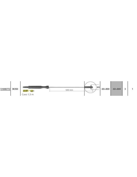 Termocoppia K mod. 3K 350 misure e dimensioni