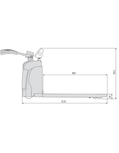 Transpallet Elettrico ELWL dimensioni vista laterale