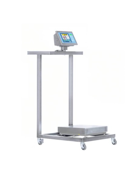 Carrello per bilance con ruote basso in acciaio INOX