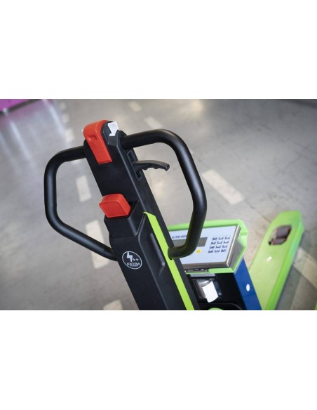 Transpallet elettrico con pesa dettaglio timone