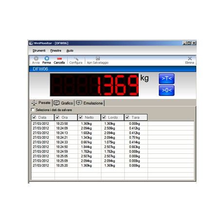 Software PC "WeiMonitor" per monitoraggio pesate eseguite sulla bilancia real time