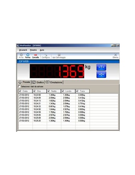 Software PC "WeiMonitor" per monitoraggio pesate eseguite sulla bilancia real time