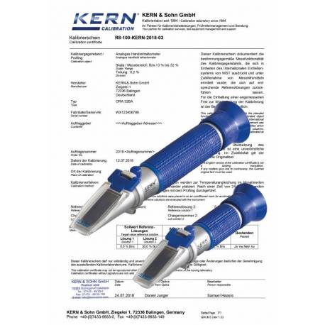 Servizio di taratura ISO per Rifrattometri Kern Optics