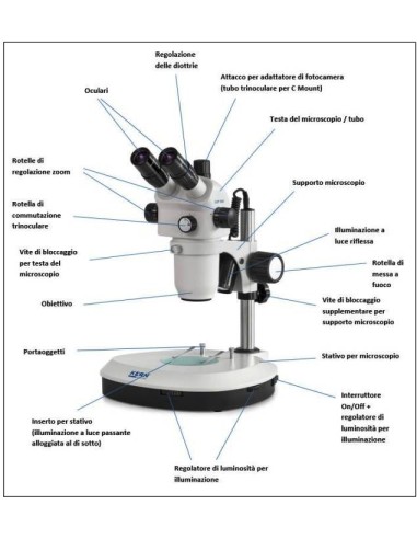 Stereomicroscopio trinoculare Led KERN OZP 558 come è fatto