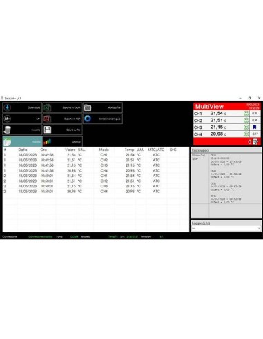 Schermata software Termometro XS TEMP 74