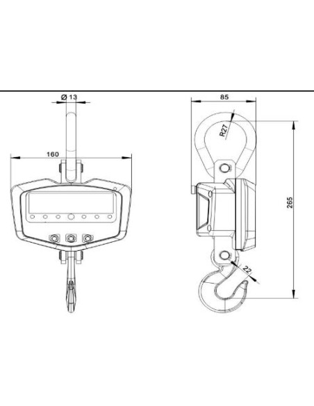 Dimensioni dinamometro digitale CS