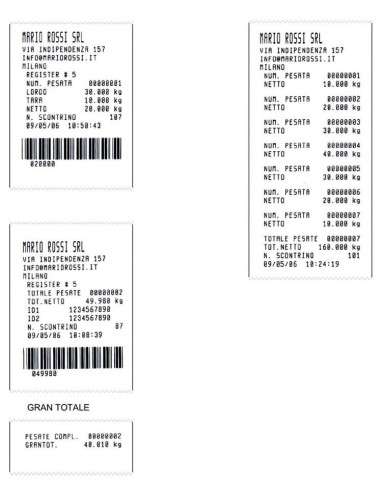 ESEMPIO DI STAMPA CON Indicatore con Stampante per bilancia FL
