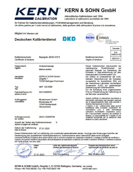 Certificato di Taratura Accredia / Dakks per bilance Analitiche