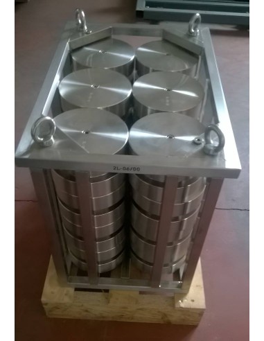 Cesta porta-pesi con ganci realizzata su misura con masse a disco