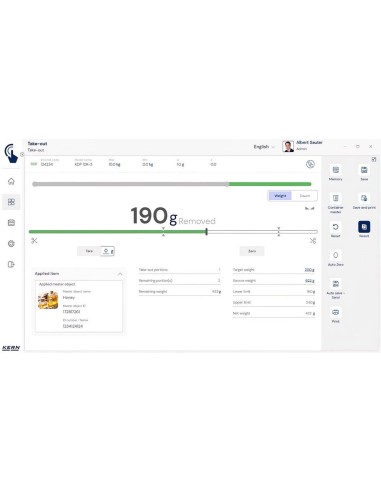 Schermata peso porzioni Software