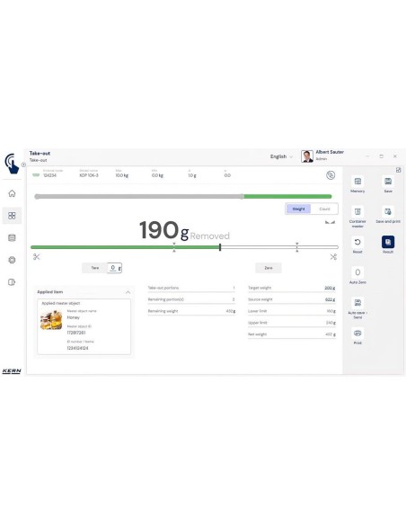Schermata peso porzioni Software