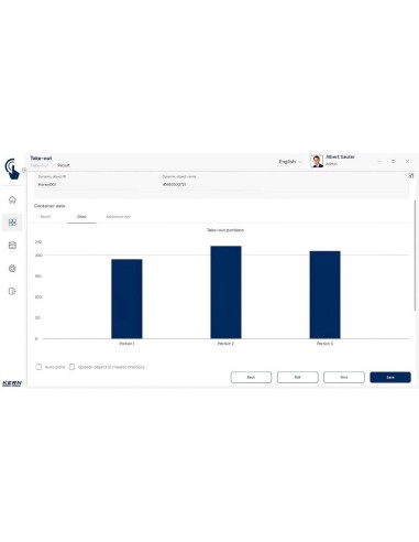 Schermata peso medio porzioni prelevate