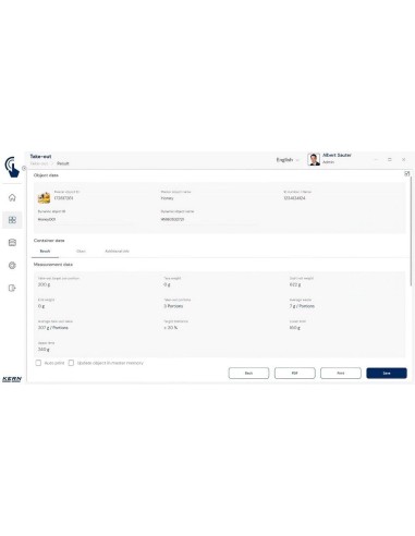 Impostazioni software peso porzioni