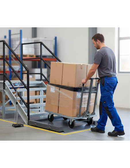 Bilancia con doppie rampe per pesare con carrelli con ruote