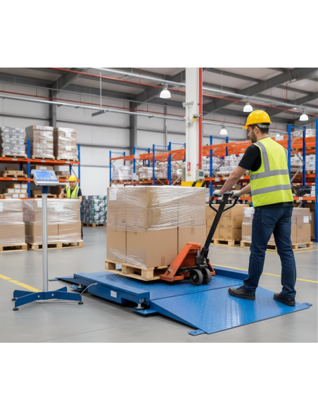 Bilancia da pavimento con rampe FLP-1 omologabile CE-M per applicazioni industriali e logistiche