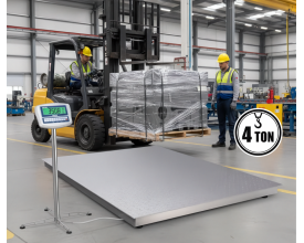 Piattaforma di pesatura industriale WX4T 4 ton omologabile NAWI, con piano antiscivolo e display LCD 2