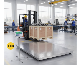 Piattaforma di pesatura industriale WX4T 4 ton omologabile NAWI, con piano antiscivolo e display LCD