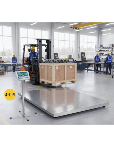 Piattaforma di pesatura industriale WX4T 4 ton omologabile NAWI, con piano antiscivolo e display LCD