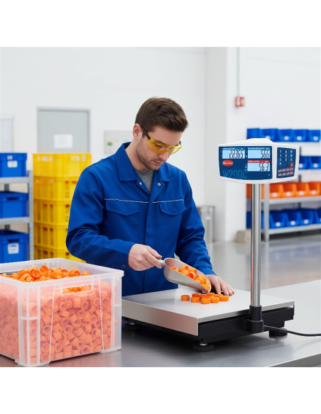 Bilancia per conteggio pezzi W200C a tre display, per conteggio veloce di componenti plastici, minuteria e articoli industriali.