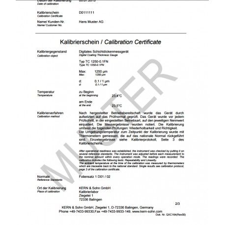 Certificato di Taratura ISO per spessimetri sonda F o N